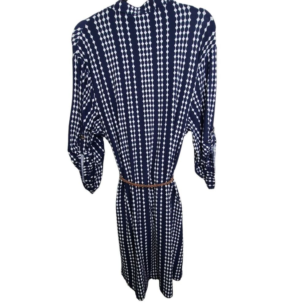 J for Justify Womens Plus SZ 2X Blue/White Collared Button Dress W Belt - Picture 2 of 10